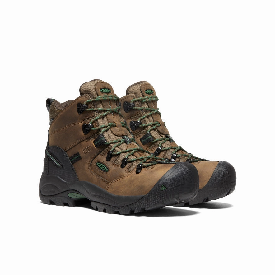 Men's Pittsburgh Energy 6" Waterproof Boot (Carbon Toe)  |  Cascade Brown/Greener Pastures Rubber Tread Pattern