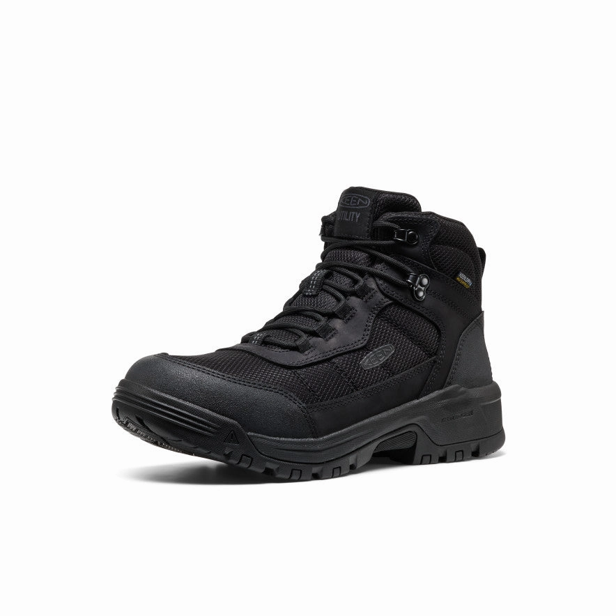 Men's Skokie Waterproof Work Boot (Soft Toe)  |  Black/Black Trendy Cushion Zone