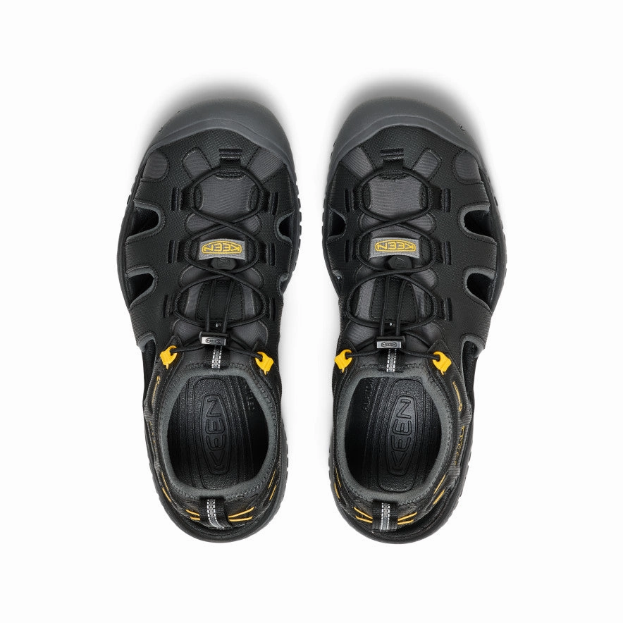 Men's SOLR Sandal  |  Black/Gold Flat Sole Cool Texture