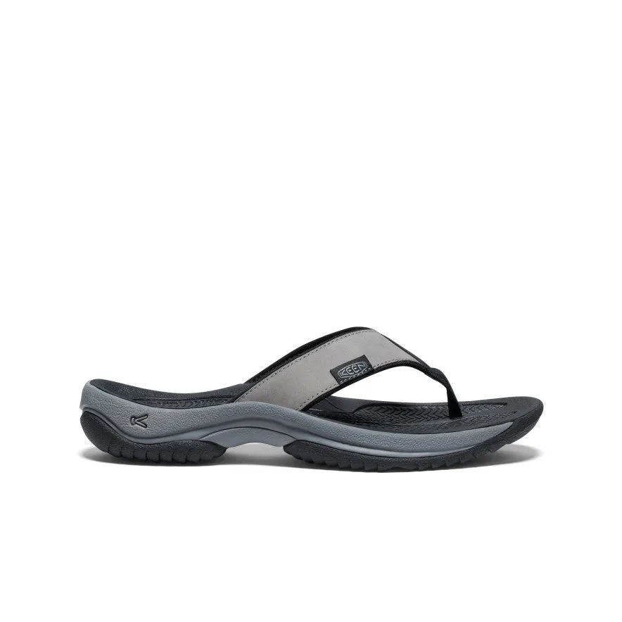 All Day Slip Men's Kona Leather Flip-Flop  |  Steel Grey/Black