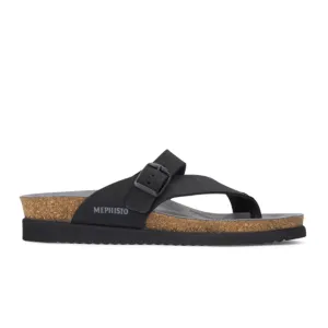 Comfortable Backstrap Space Saving Mephisto Helen Sandal (Women) - Black Nubuck