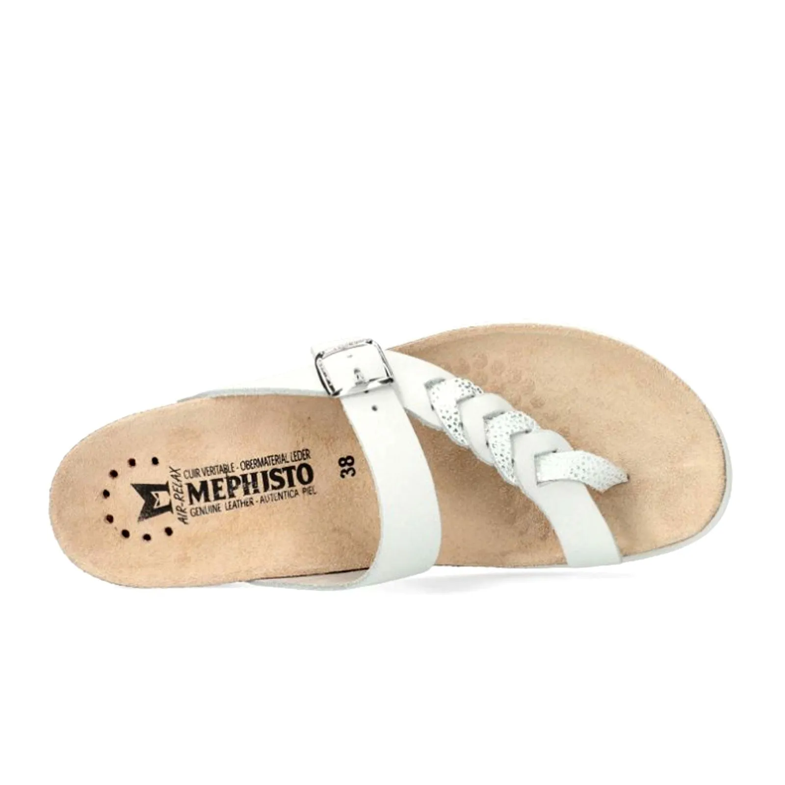 Elastic laces Stay Cool Mephisto Heleonore Sandal (Women) - White Scratch Leather/Silver