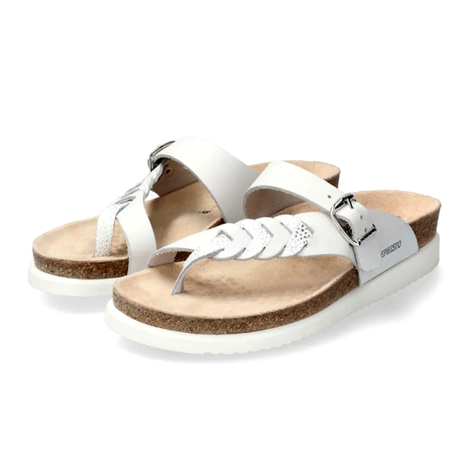 Mephisto Heleonore Sandal (Women) - White Scratch Leather/Silver Leather Material