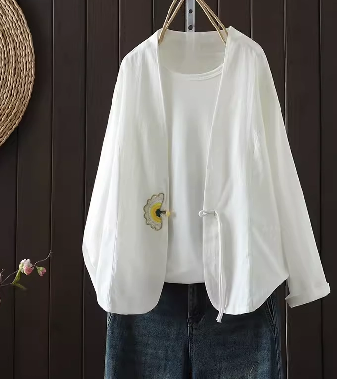 Comfy Essentials Eco Friendly Construction Babakud Women Plus Size Cotton Embroidered Cardigan