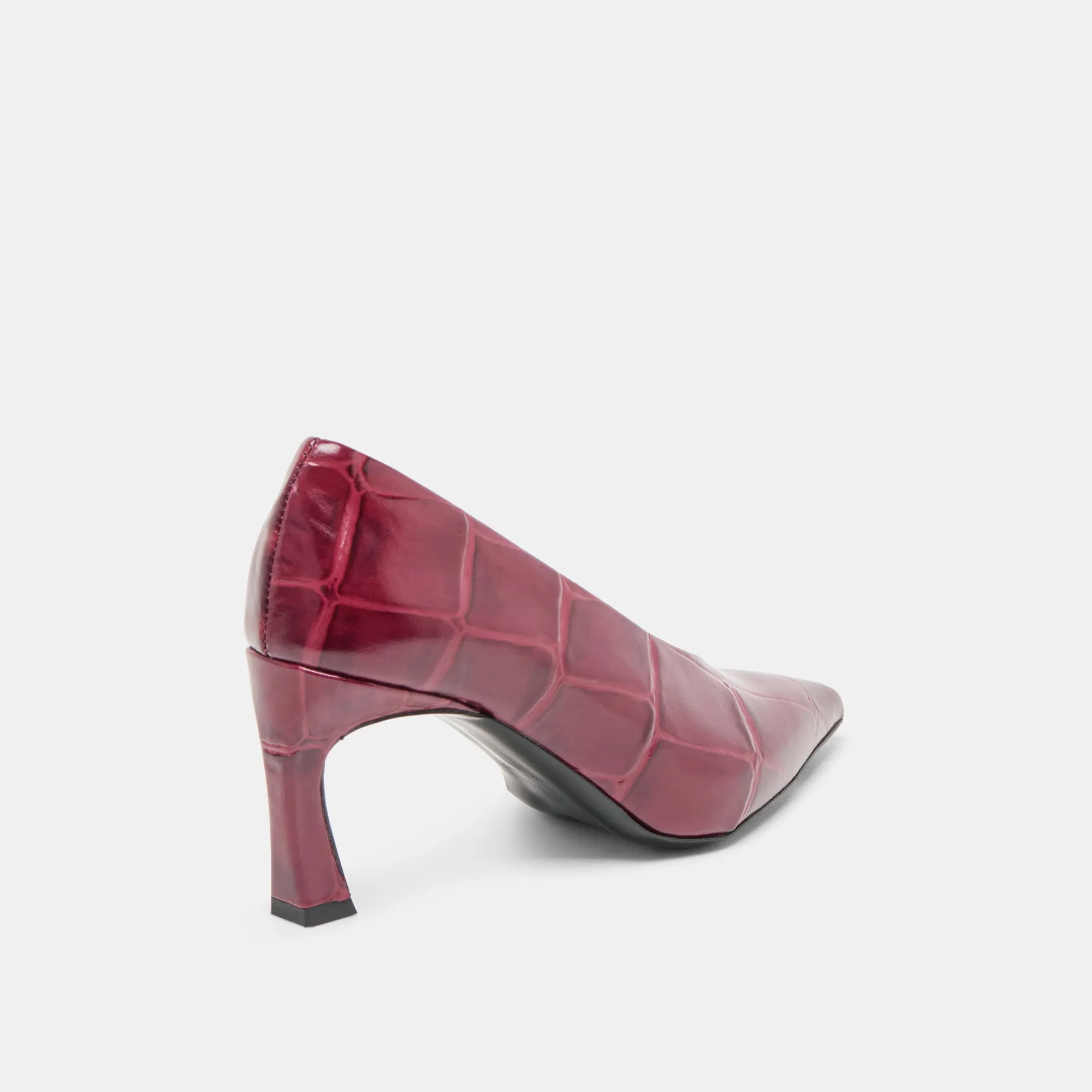 MIDGE HEELS BURGUNDY CROCO EMBOSSED LEATHER ActiveLifestyle