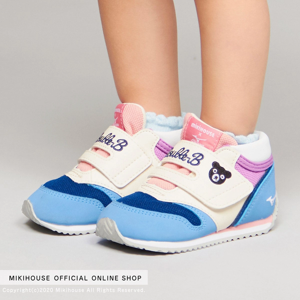 Miki House Kids MIZUNO Sneakers Shoes in Blue Flex form