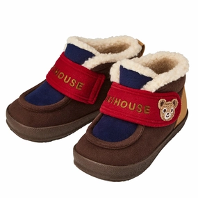 Shock-absorbent flexibility Aesthetic Miki House Kids Winter Booties Shoes in Navy / Brown