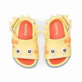 Ultra Flex Mini Melissa Kids Boy/Girl Beach Slide Dino Sandals Shoes in Yellow