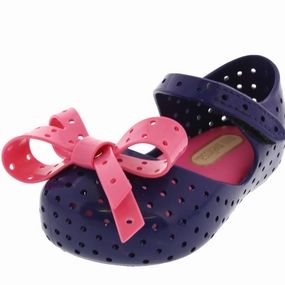 Mini Melissa Kids Girl Furadinha XI Sandals Shoes in Blue Red Reinforced Heel Guard