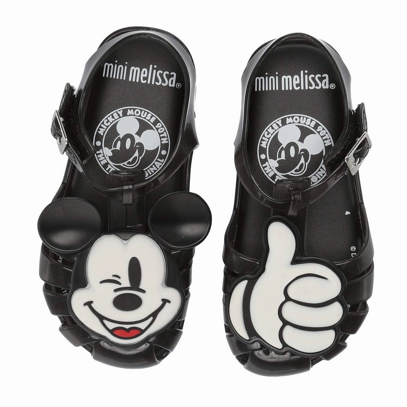 Stitchless Seams Bold Grip Mini Melissa Kids Girls/Boys "Aranha   Mickey" Friends Jelly Sandals Shoes in Black