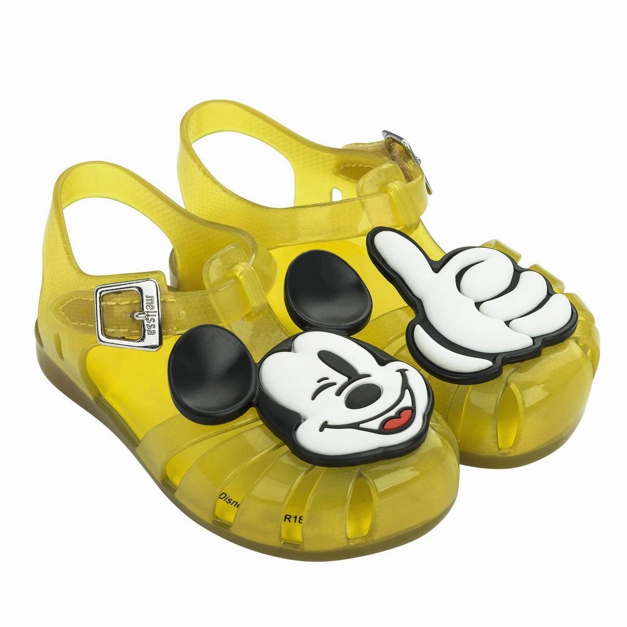Active Zone Shock Diffusion Midsole Mini Melissa Kids Girls/Boys "Aranha   Mickey" Friends Jelly Sandals Shoes in Yellow
