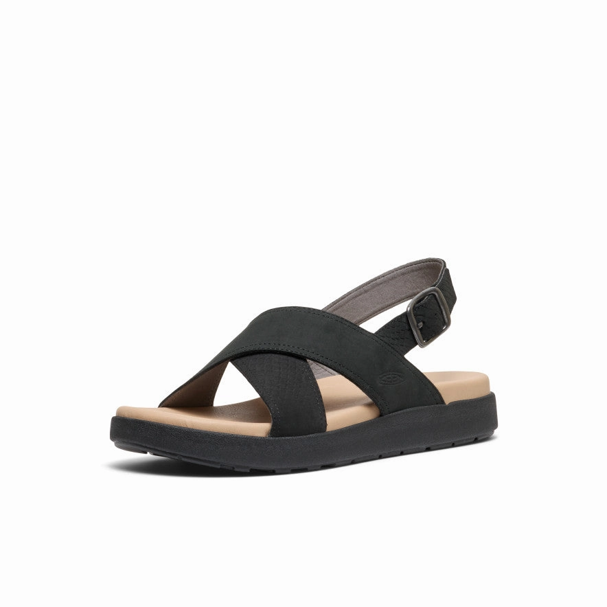 Women's Elle Luxe Cross Strap Sandal  |  Black/Black Non Irritating Edges