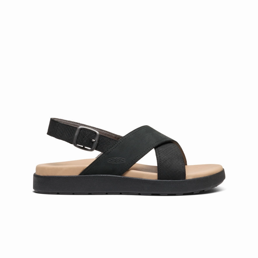 Walk Flow Heel Freedom Women's Elle Luxe Cross Strap Sandal  |  Black/Black