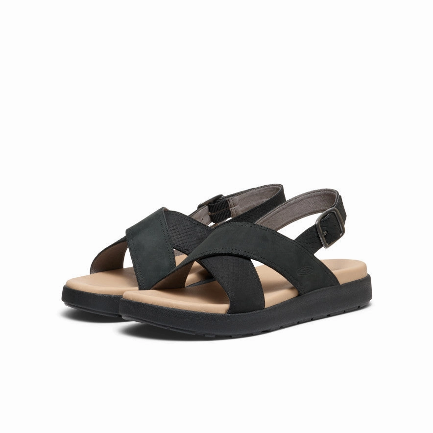 flexible shoes Women's Elle Luxe Cross Strap Sandal  |  Black/Black