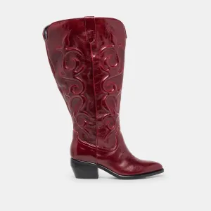 MIRLA EXTRA WIDE CALF BOOTS OXBLOOD LEATHER Compression Resistant Sole