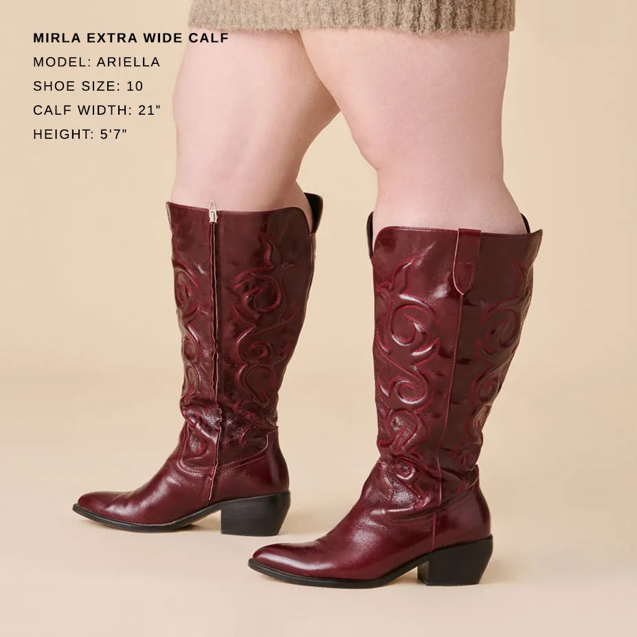 Comfortable Tongue MIRLA EXTRA WIDE CALF BOOTS OXBLOOD LEATHER