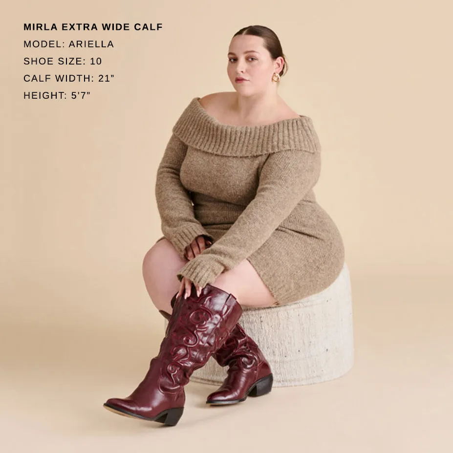 Minimal Pressure Performance Boost MIRLA EXTRA WIDE CALF BOOTS OXBLOOD LEATHER
