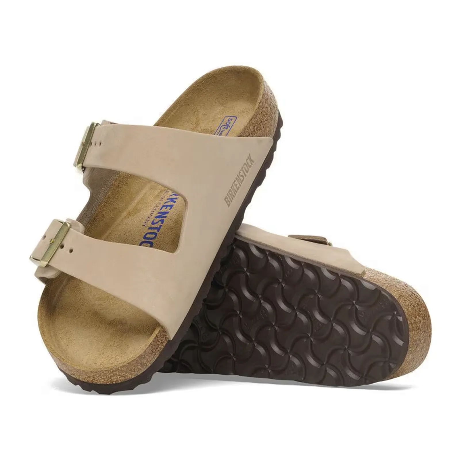 Luxury Wedding Mark Style Birkenstock Arizona Soft Footbed Narrow Slide Sandal (Women) - Sandcastle Nubuck