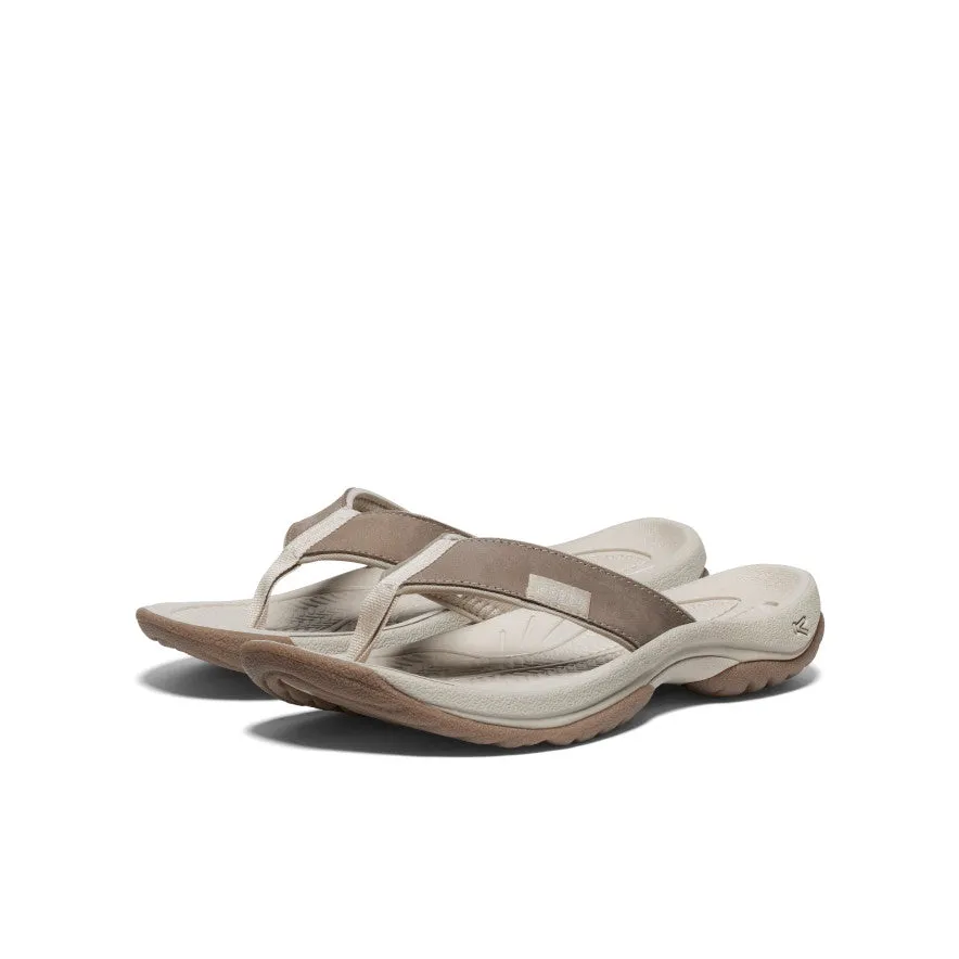 Women's Kona Leather Flip-Flop  |  Brindle/Silver Birch Wide toe box
