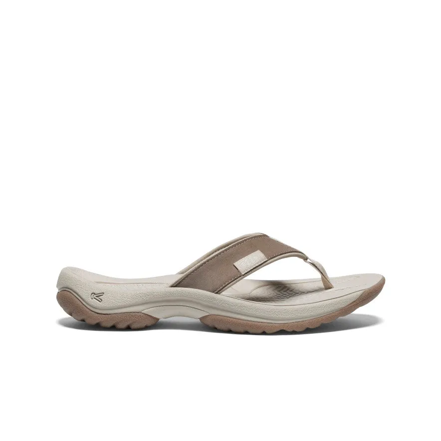Waterproof Slip On Women's Kona Leather Flip-Flop  |  Brindle/Silver Birch