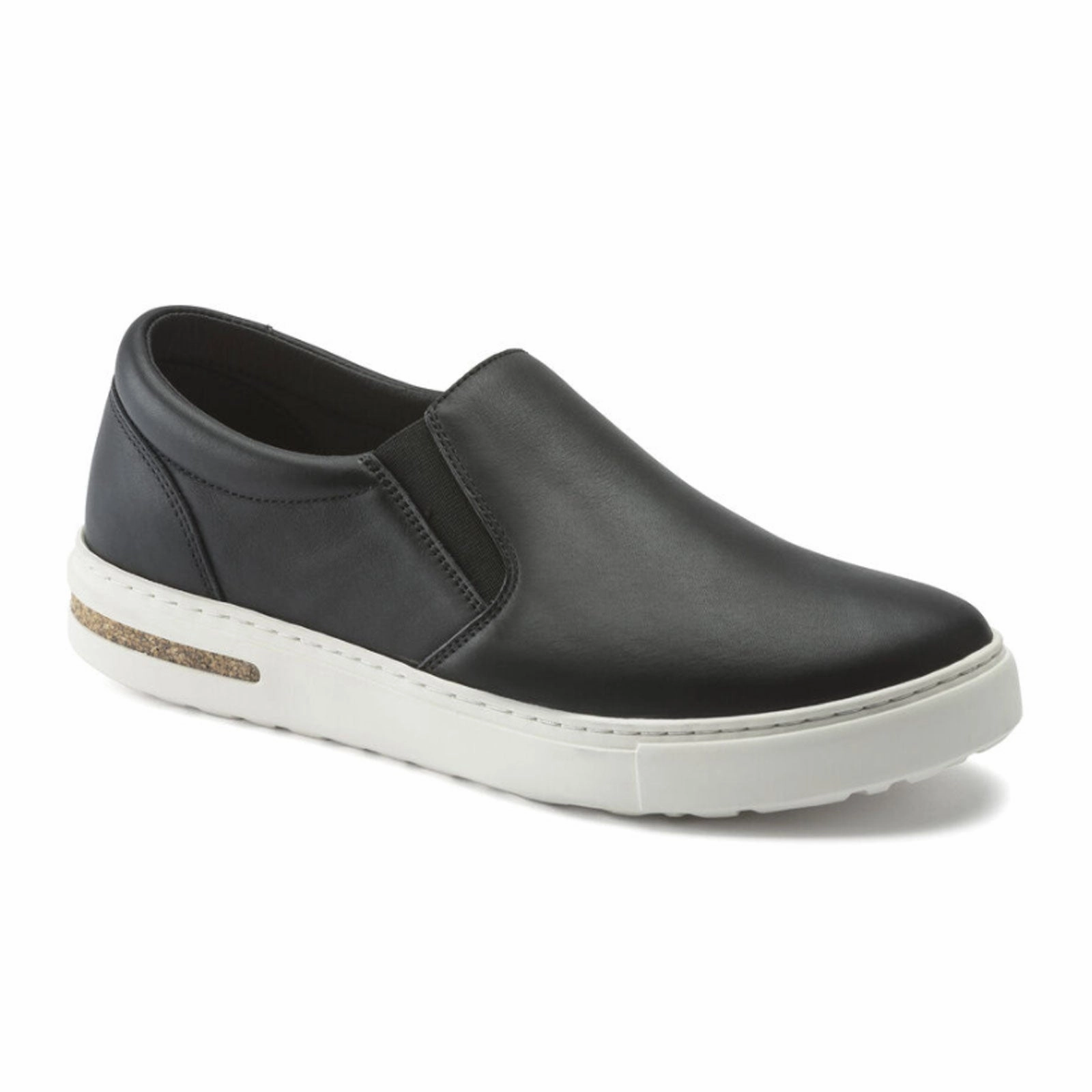 Birkenstock Oswego Narrow Slip On Sneaker (Women) - Black Leather Brogue Detailing