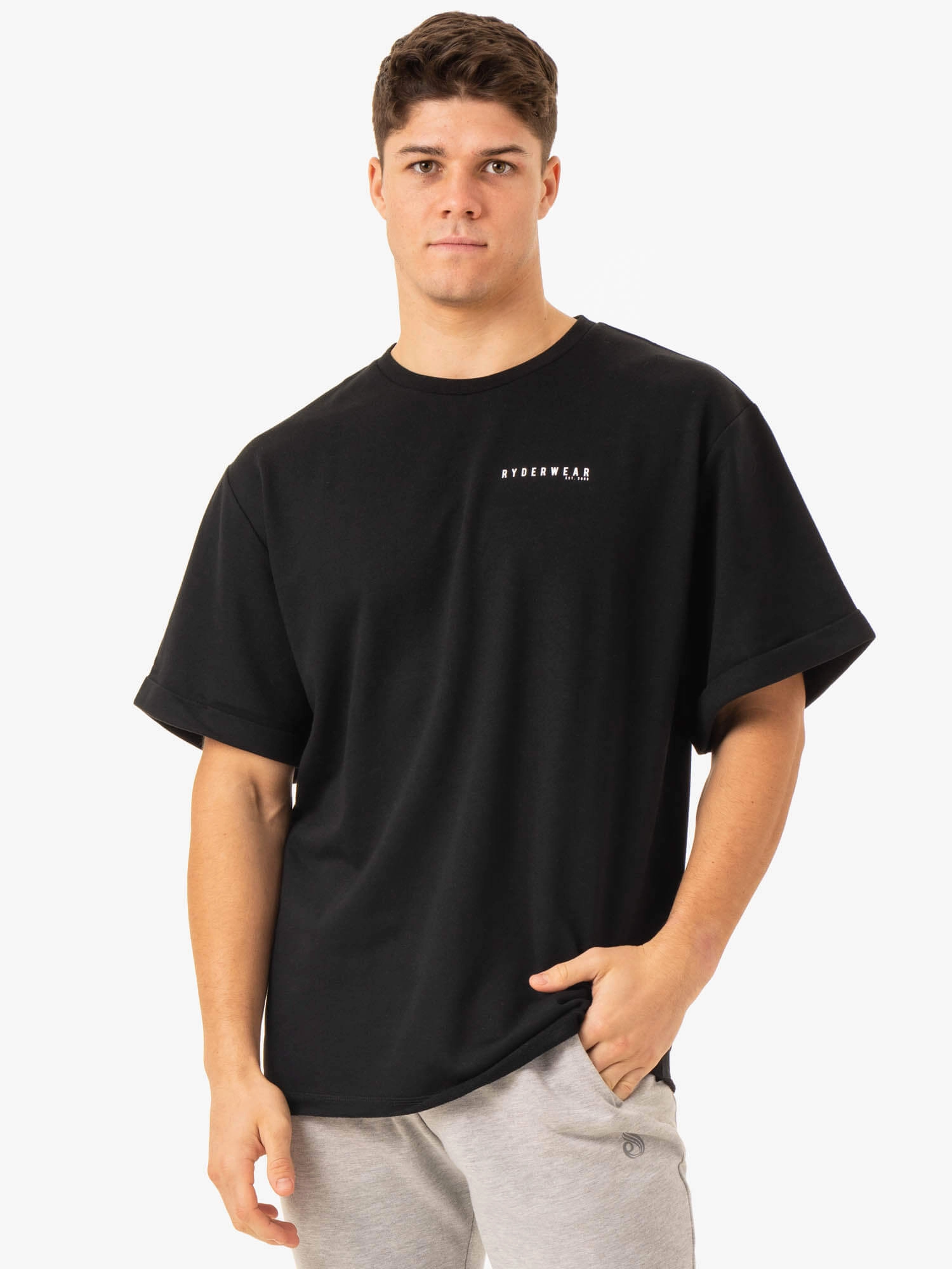 Fall Core Pursuit Oversized Fleece T-Shirt - Black