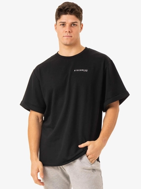Fall Core Pursuit Oversized Fleece T-Shirt - Black