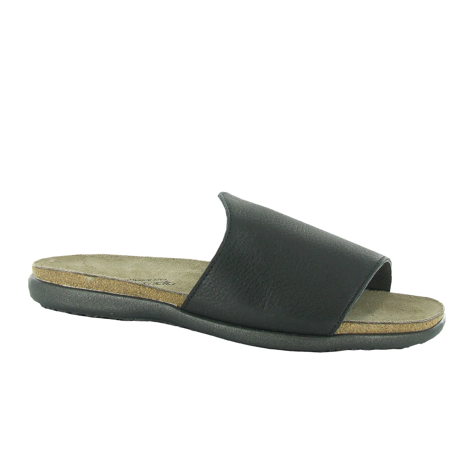 All Day Comfort Sturdy Construction Naot Skylar Slide Sandal (Women) - Soft Black Leather