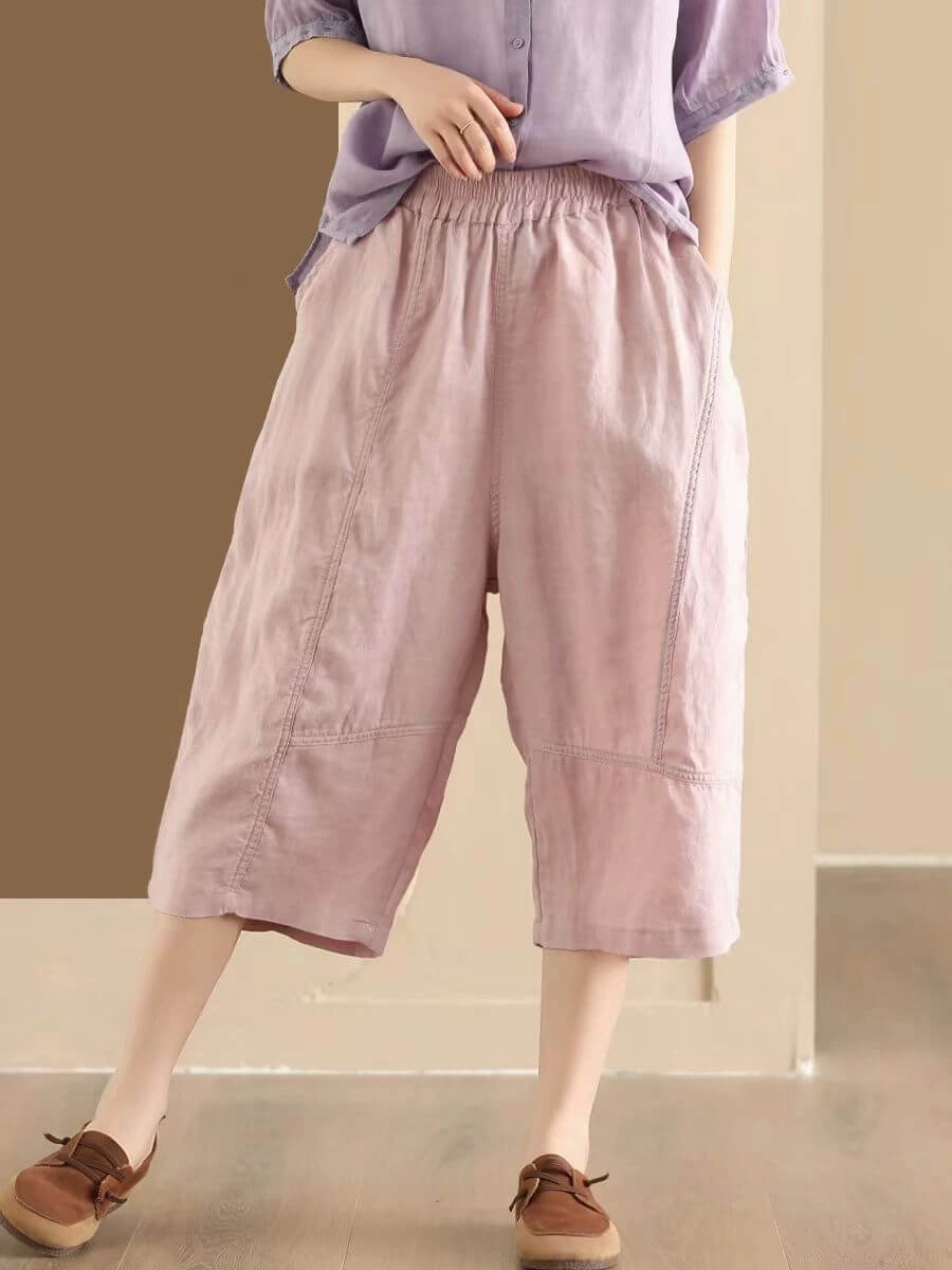 Scratch Resistant Babakud Women Summer Vintage Ramie Casual Cropped Pants