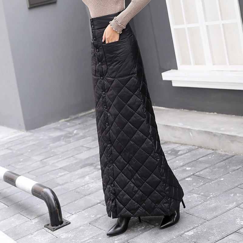 skin friendly Thickened Warmth Quilted Button Down Pencil Skirts