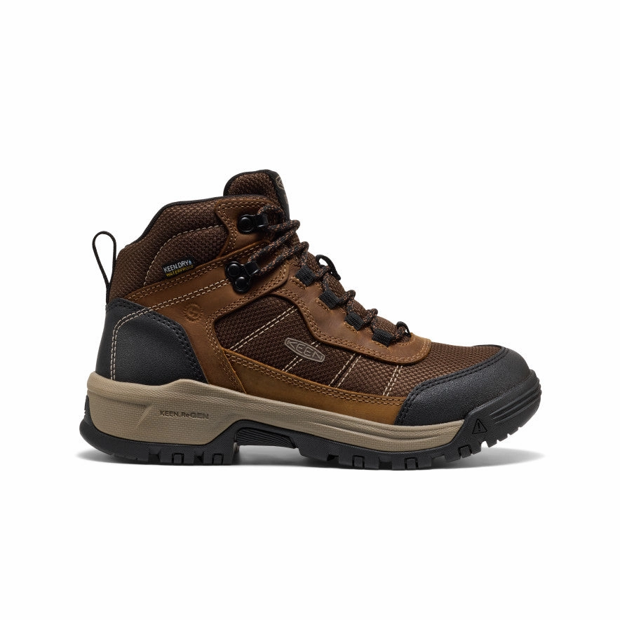 Low Heel Women's Skokie Waterproof Work Boot (Soft Toe)  |  Bison/Black