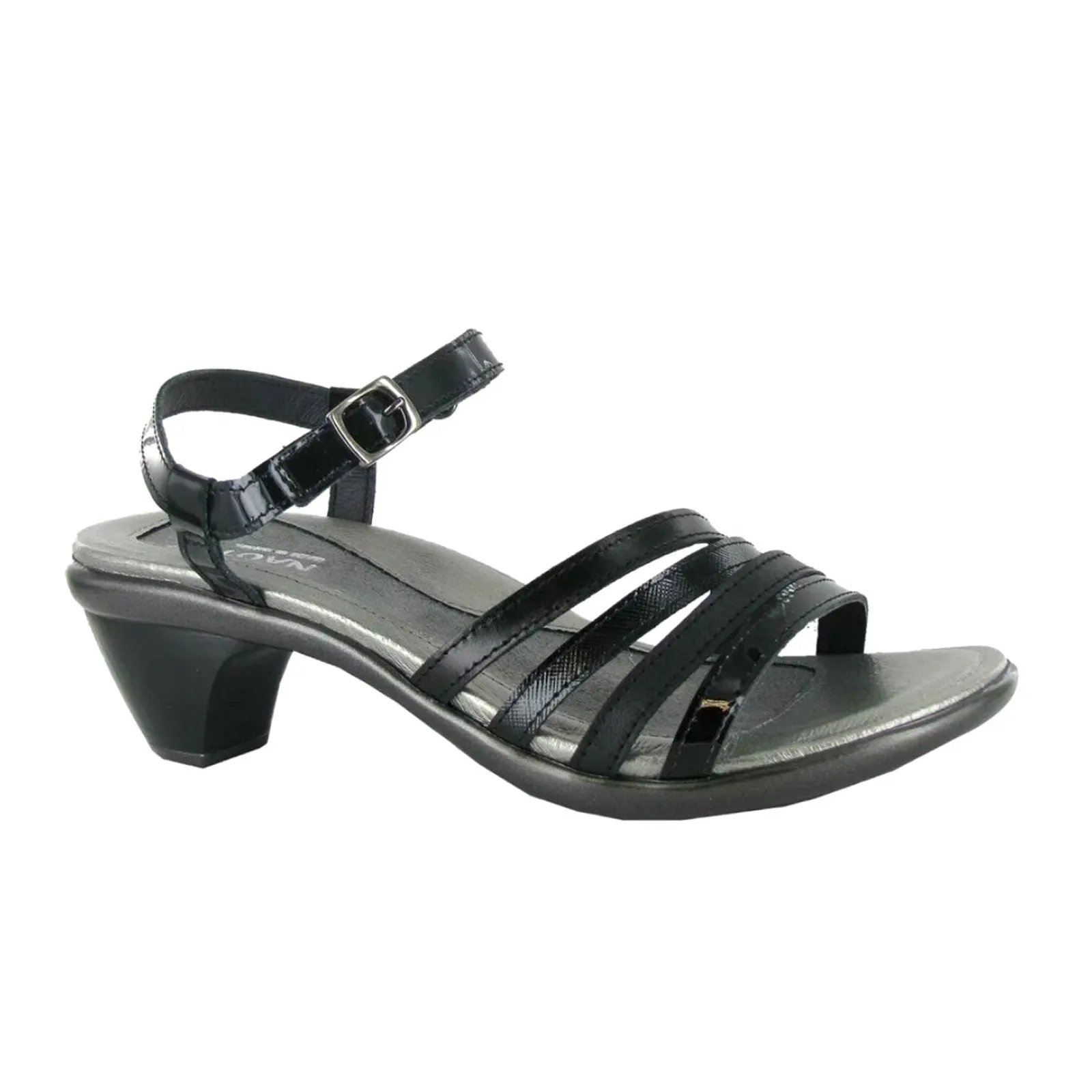 waterproof Naot Current Heeled Sandal (Women) - Black Patent/Jet Black/Black Luster/Black Madras