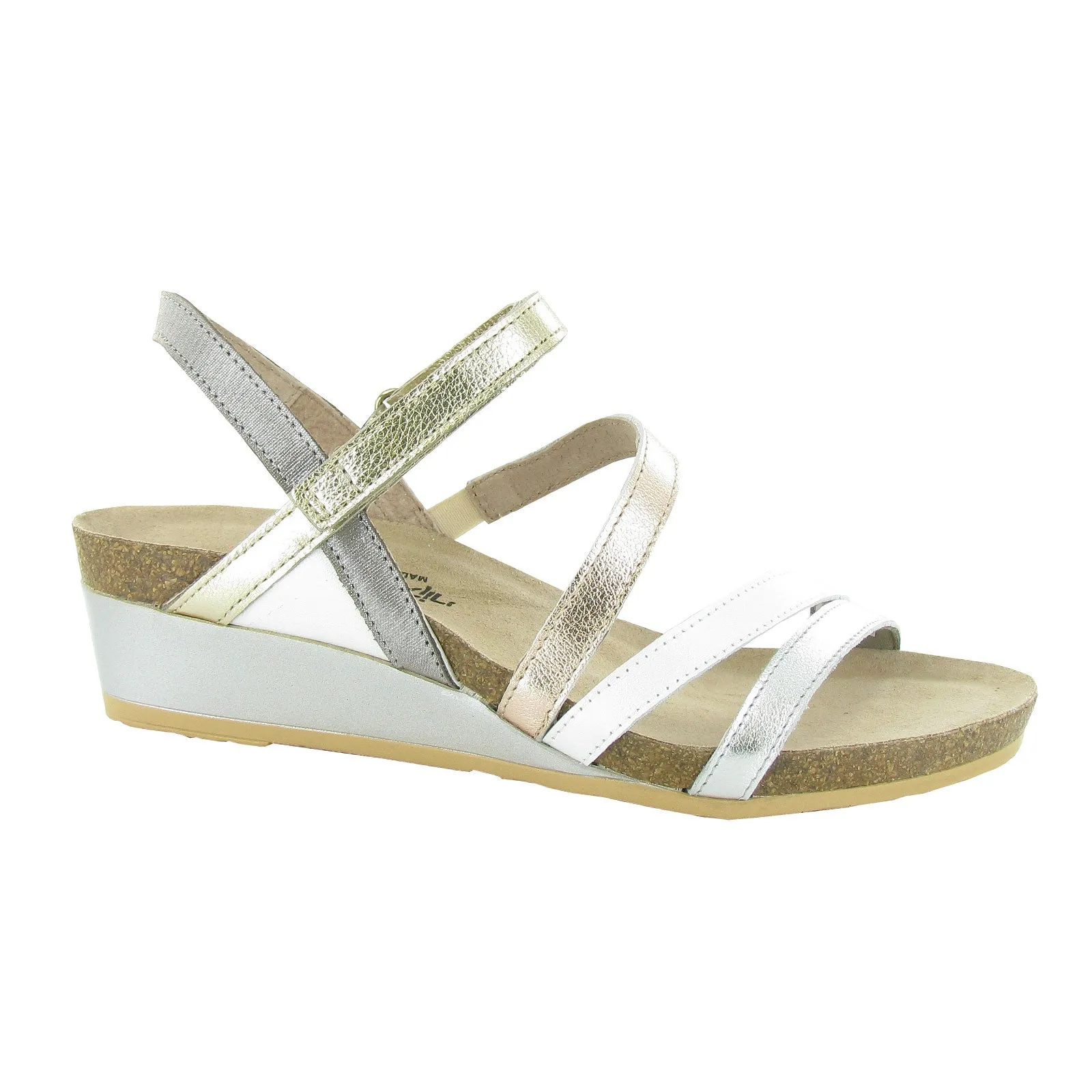 Effortless Footwear Step Naot Hero Wedge Sandal (Women) - Silver/Pearl White/Rose Gold/Radiant Gold