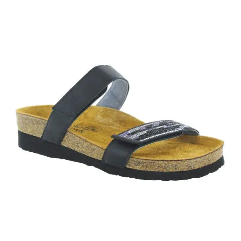Naot Indiana Slide Sandal (Women) - Jet Black Leather Comforted Walk All Purpose
