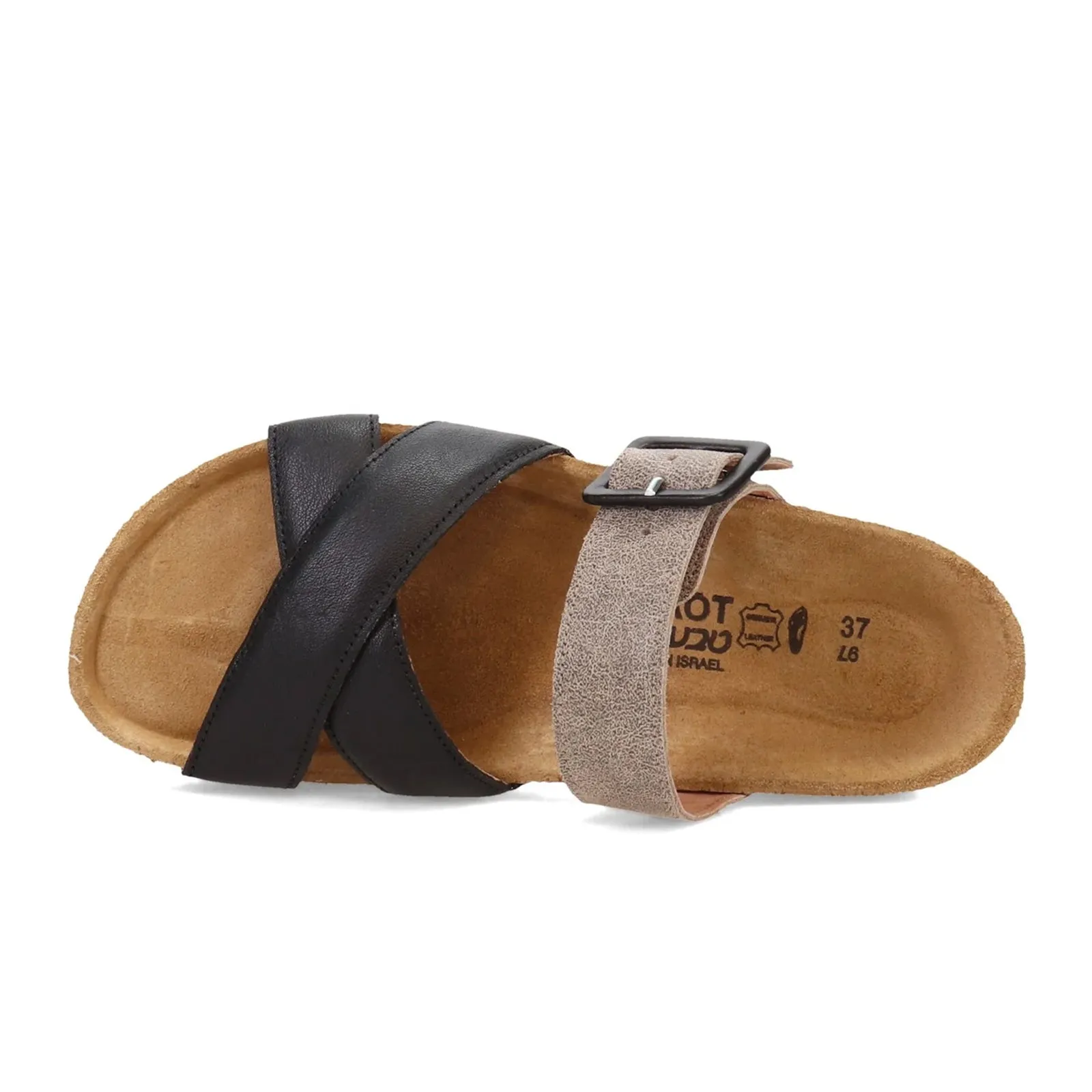 portable Light Footwear Naot Juliette Slide Sandal (Women) - Soft Black Leather/Spec Beige