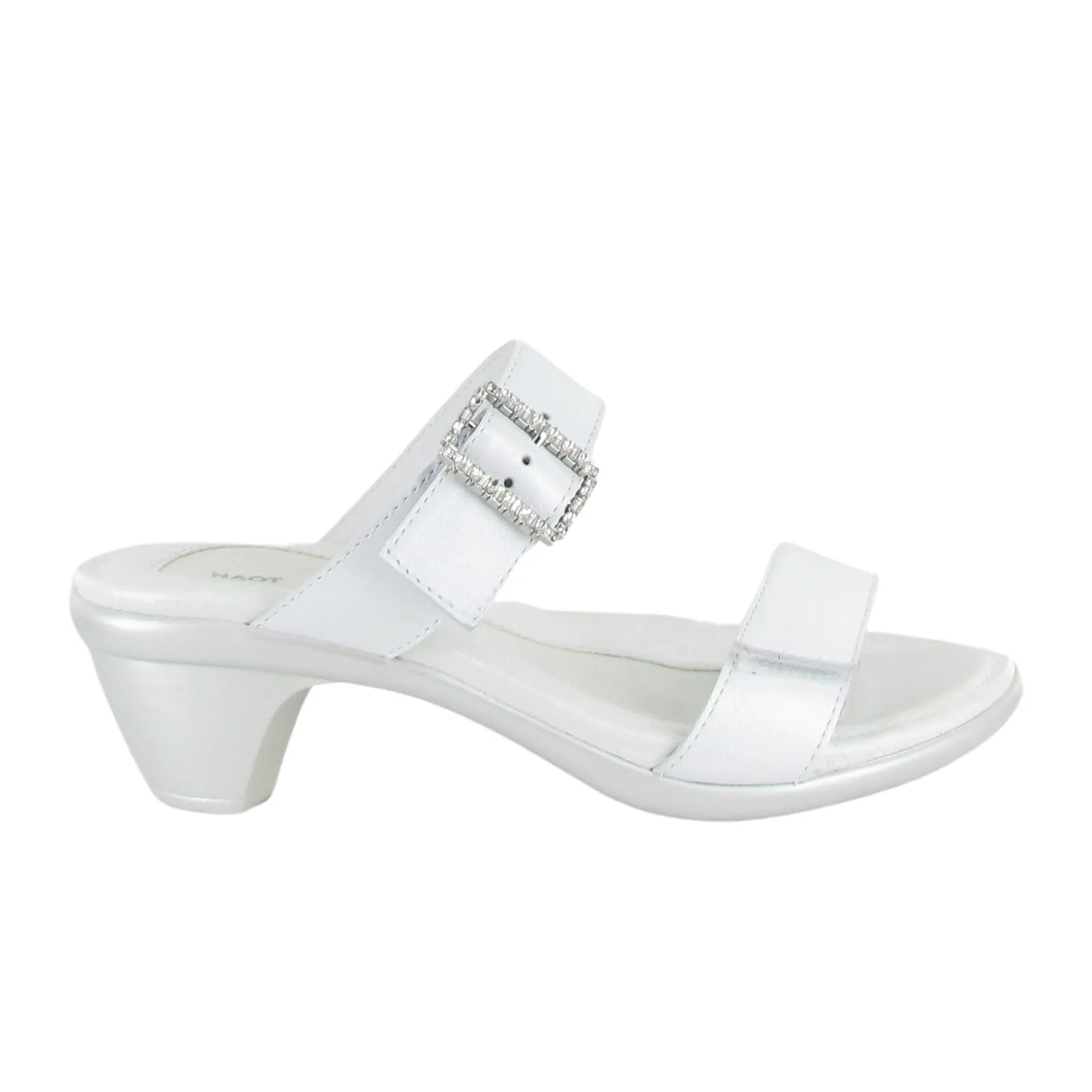 Naot Recent Heeled Slide Sandal (Women) - White Pearl Leather Easy Comfort Comfortable Feel