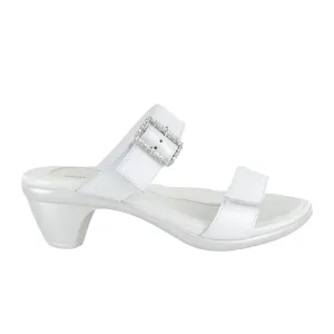 Naot Recent Heeled Slide Sandal (Women) - White Pearl Leather Easy Comfort Comfortable Feel