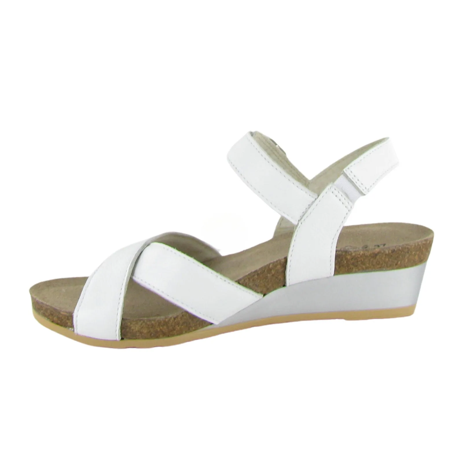 Slip-On Comfort Light Slip Shoes Naot Throne Wedge Sandal (Women) - Soft White Leather