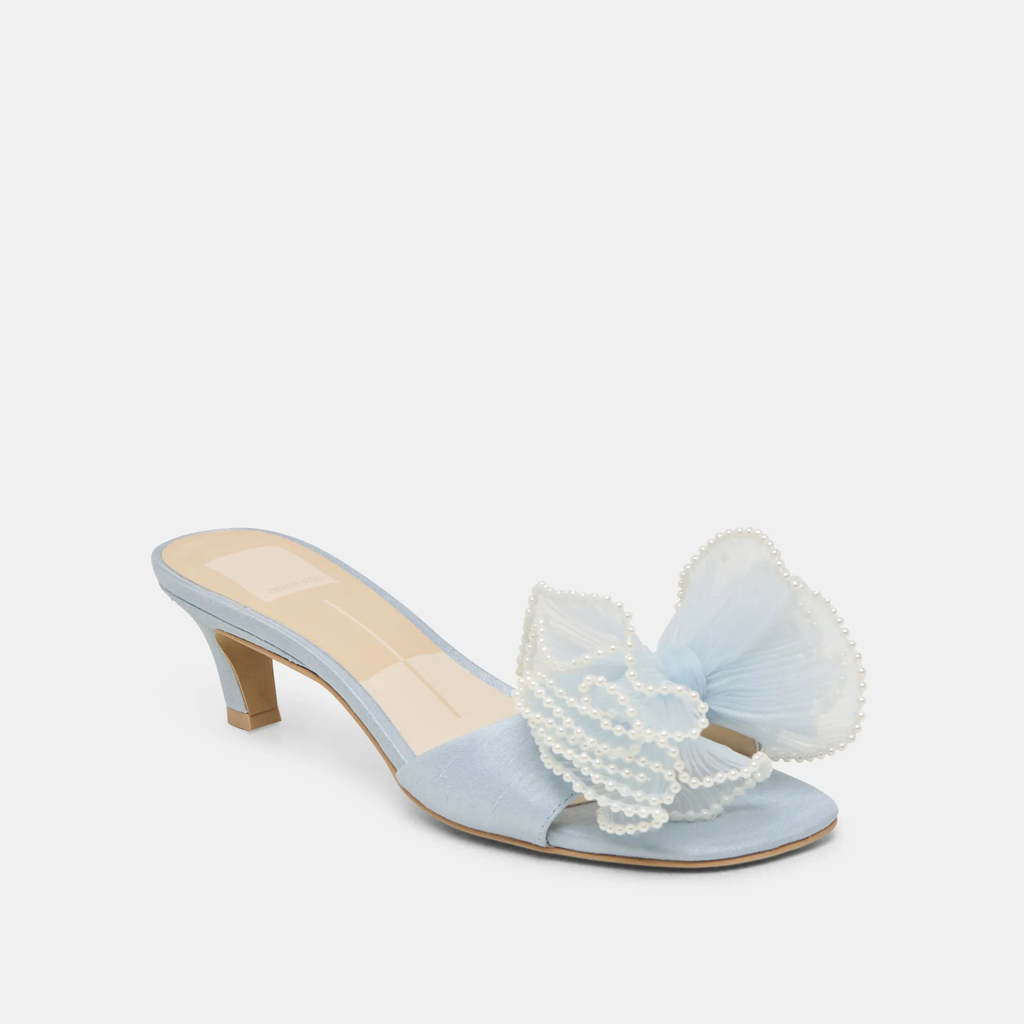 Supportive Wear NARITA PEARL HEELS LIGHT BLUE SATIN