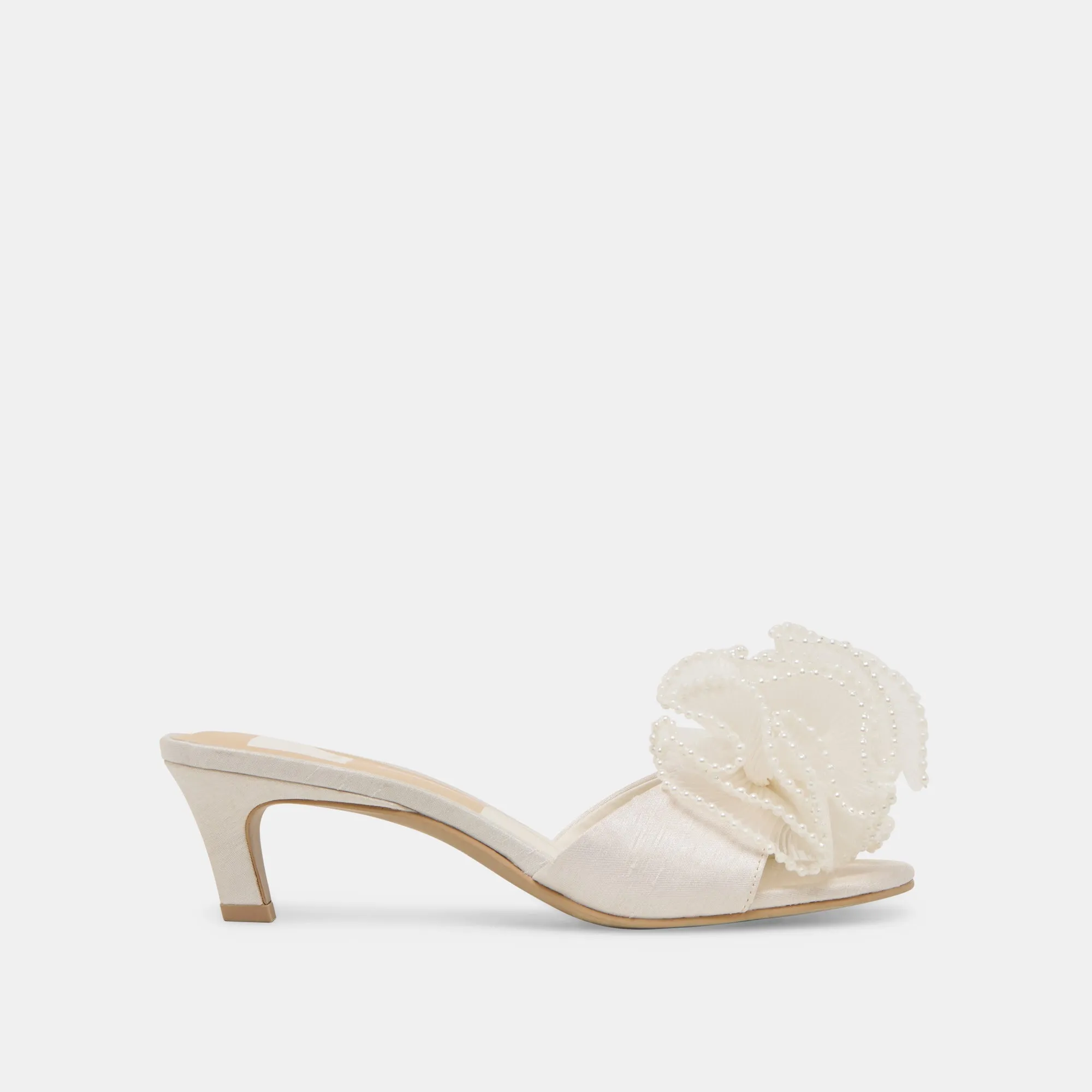 NARITA PEARL HEELS OFF WHITE SATIN Lightweight Ethylene Vinyl Acetate