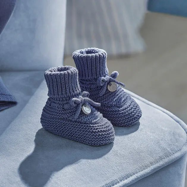 Newborn Knit Booties - Blue Protective Finish Snowy Path Durable Shell Work Commute