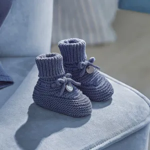 Newborn Knit Booties - Blue Protective Finish Snowy Path Durable Shell Work Commute