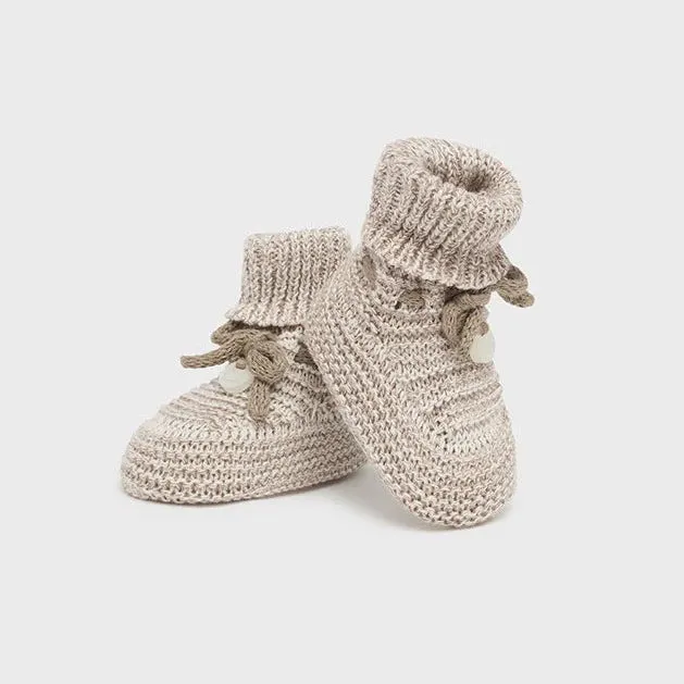 Newborn Knit Booties Metallic Accent