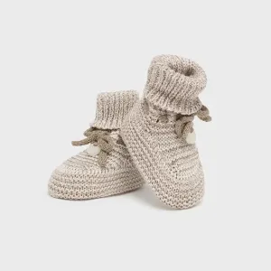 Newborn Knit Booties Metallic Accent