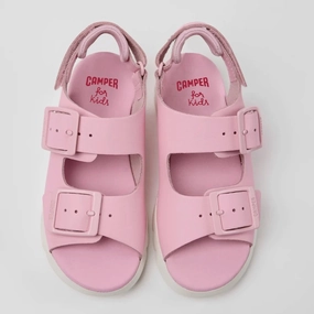 Camper Kids Girl ORUGA Pink Leather Sandals Anti Fatigue Insoles Non Marking Outsole