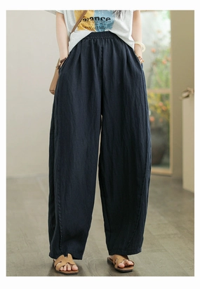 Babakud Summer Casual Tencel Straight-Leg Versatile Pants Reinforced Edges