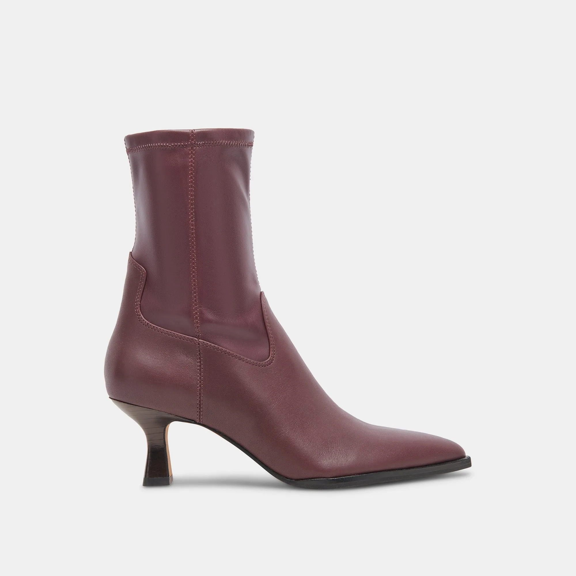 Slim flexibility Zip Design ARYA WIDE CALF BOOTS WINE LEATHER