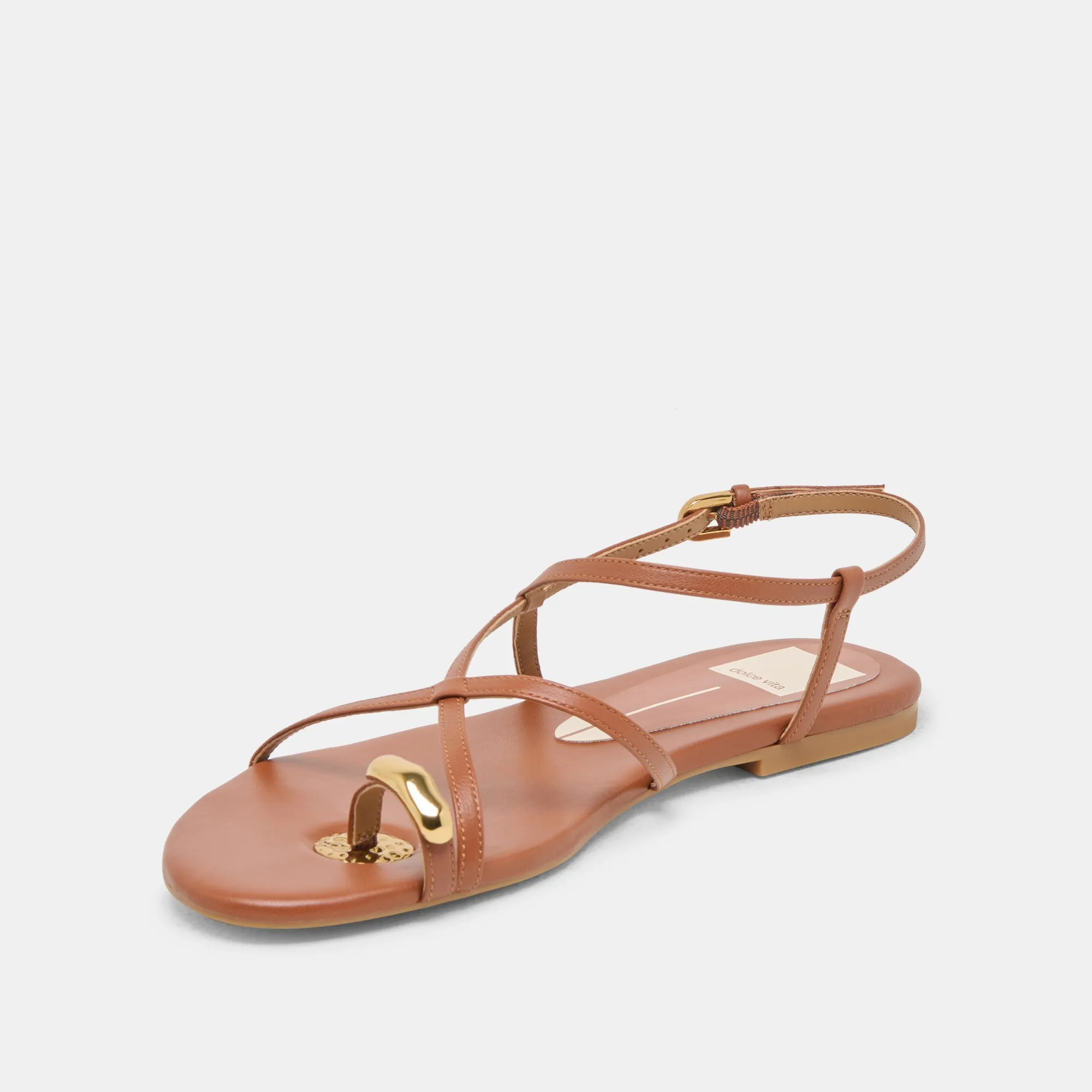 KESHA SANDALS COGNAC LEATHER Ankle Support Design