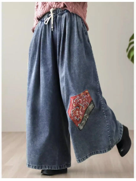 Ultralight Women Summer Embroidery Denim Pants