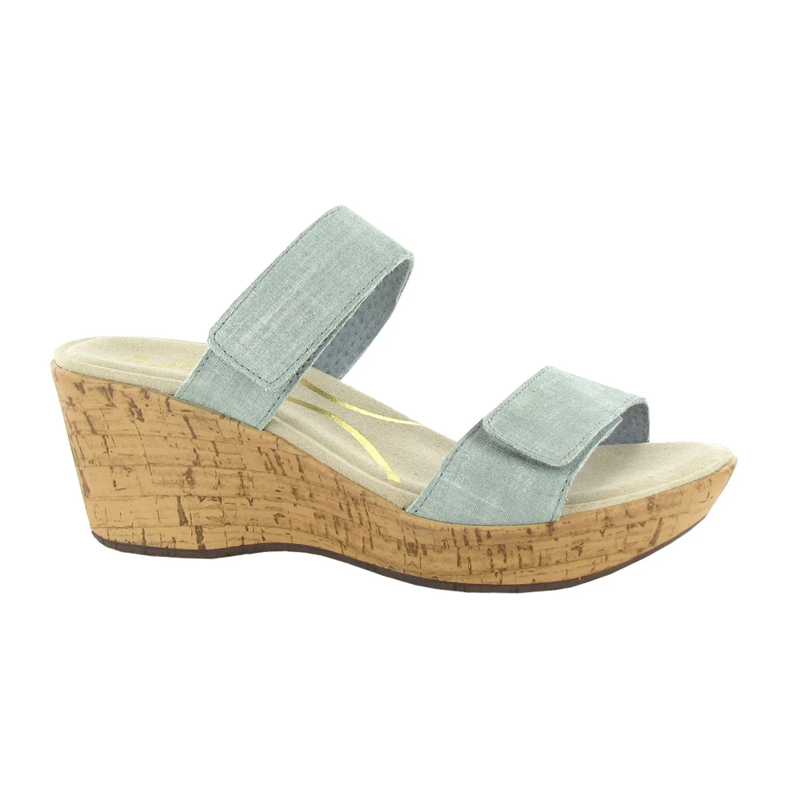 Chill Sandal Fit Breathable Ventilation Naot Caveran Wedge Sandal (Women) - Teal Linen Leather